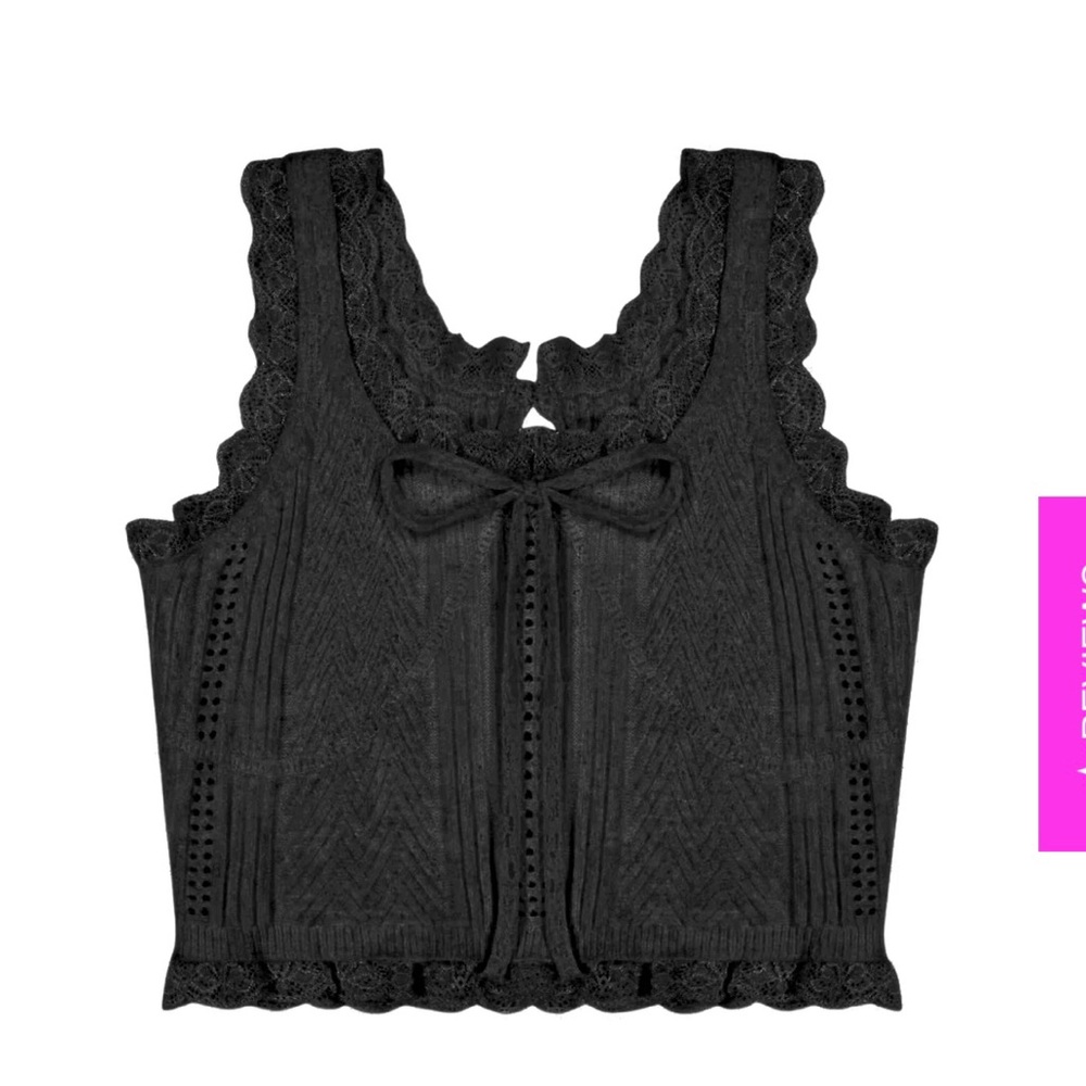 Katie J NYC Black Lace Tank Top